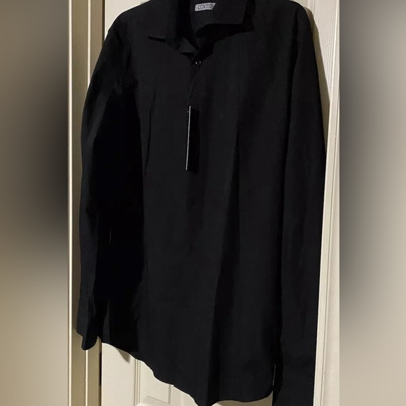 Luxton Men’s Dress Shirt Black Slim Fit Large 16/16.5, 36-37 Long Sleeve - Picture 7 of 7